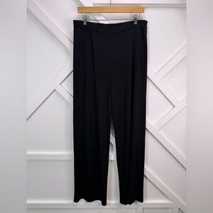 Exclusively Misook Black Knit Pull-On Straight Leg Pants Stretch Travel Medium